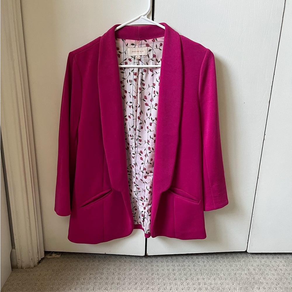 Skies Are Blue Pink Blazer with Floral Lining